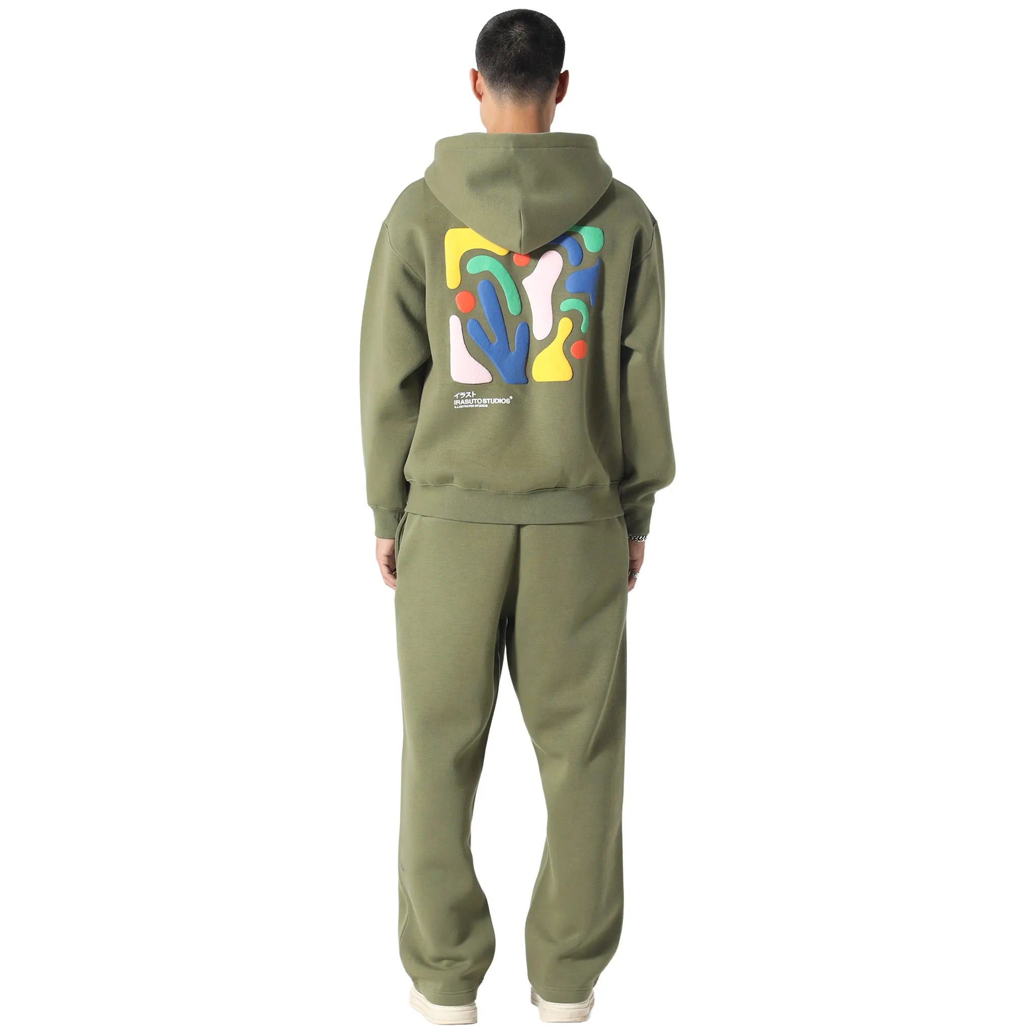 Back View of Irasuto Studios Shikaku Form Khaki Zip-Up Hoodie 5060615214488